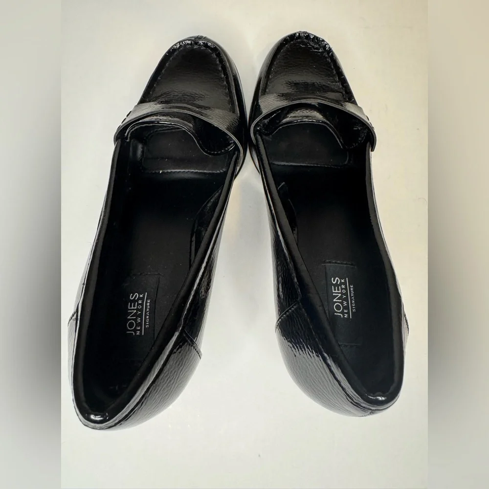 Jones New York Black Patent Block Heel Loafer, Size 8M